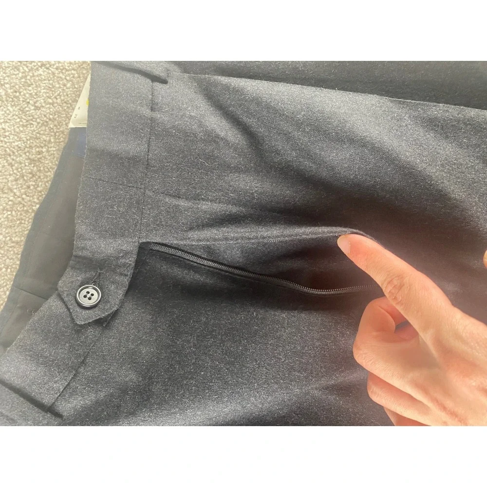 Austin Reed Mens 33 Wool Cashmere Dress Pants Charcoal Unhemmed Pleated NWT